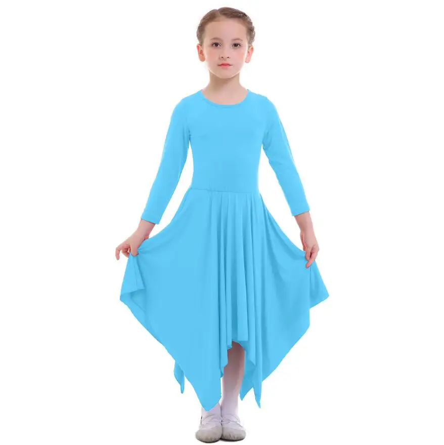 Хвалебное платье; Одежда для девочек; хвалебное платье для танцев; Плиссированное длинное церковное платье для литургического танца; необычное балетное платье; балетное платье - Цвет: blue