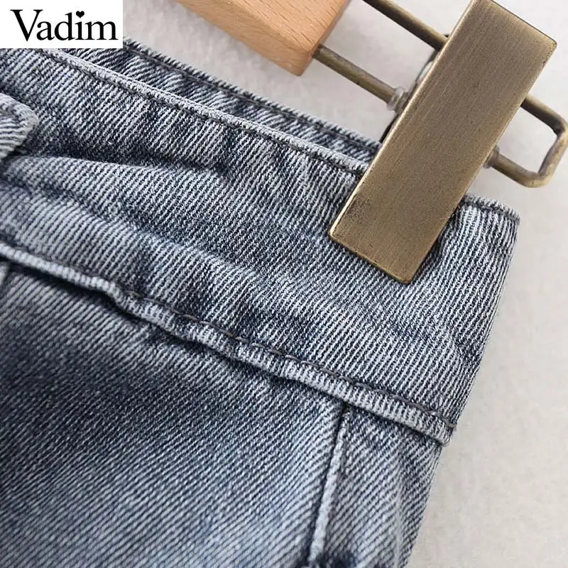 Vadim, Женские базовые джинсы, высокая талия, подол, ремень, молния, карманы, женские, повседневные, удобные, модные, широкие брюки, KB192