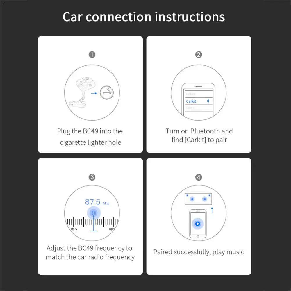 Автомобильный комплект Bluetooth 5,0, Mp3 плеер, беспроводной Bluetooth Conventer, fm-передатчик, USB зарядное устройство, автомобильные аксессуары, Радио адаптер громкой связи