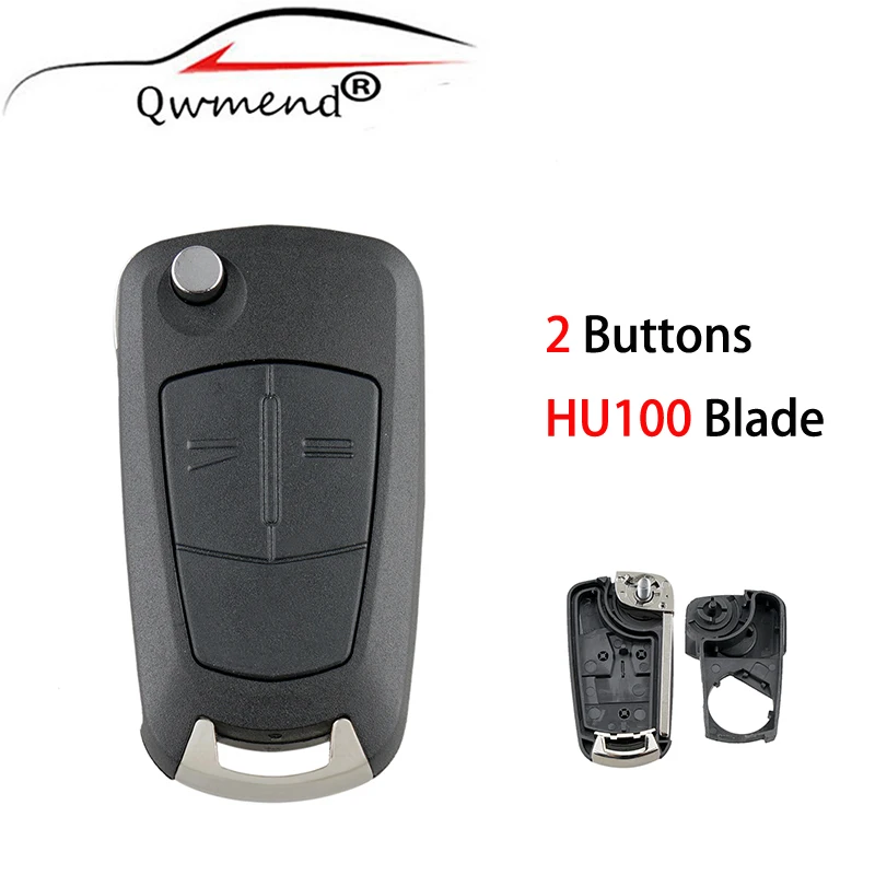 Умный корпус для автомобильных ключей QWMEND 2 кнопки HU100 Blade Vauxhall Opel Astra H 2004 2008 Zafira B