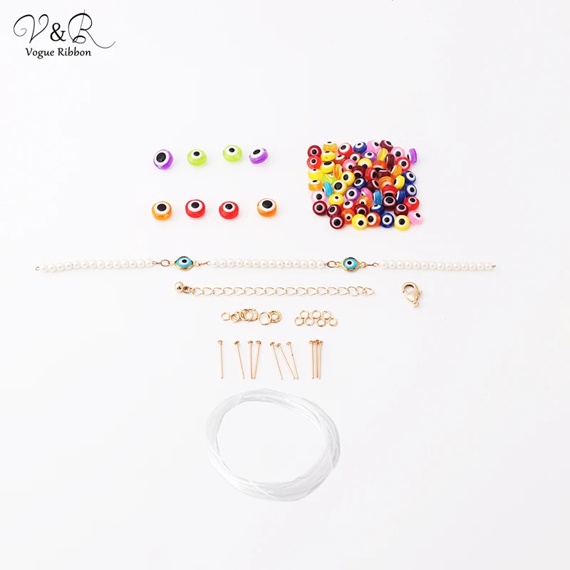 

DIY Handmade Jewelry, Lobster/ Stretch Bracelet Set, with Colorful Acrylic Eye/ Pearl Components, Jewelry Accessories DIY-128
