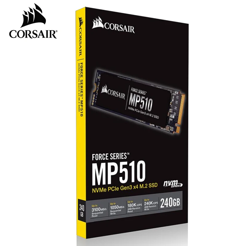 Ноутбук CORSAIR FORCE Series MP510 SSD 240 ГБ NVMe PCIe Gen3 x4 M.2 SSD 480 ГБ 960 ГБ 1920 Гб Твердотельный накопитель 3000 МБ/с./с m.2 2280