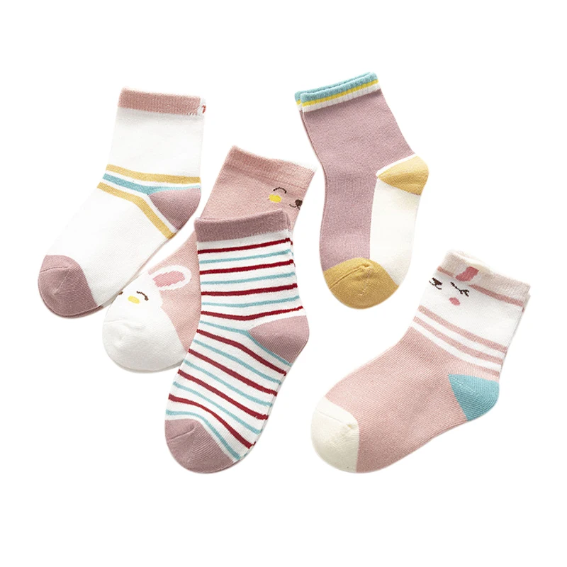 New 5pairs/Set Baby Cotton Socks Cotton Newborn Socks Set for Boys Girls Soft Toddler Socks for 0-9T Warm Non-slip Floor Socks - Цвет: C