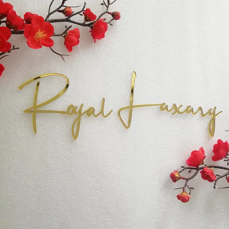 Mirror Gold Acrylic Baby Name Sign Personalized Wedding Name Sign Birthday Party Decor Baby Shower Backdrop Room Hanger