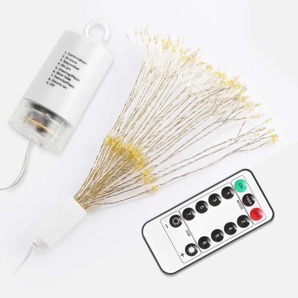 198 LEDs 120/198 светодиодный светящийся водонепроницаемый теплый белый фейерверк на батарейках Серебряный провод Рождественская Свадебная вечеринка гирлянда Сказочный свет - Испускаемый цвет: 198 LEDs