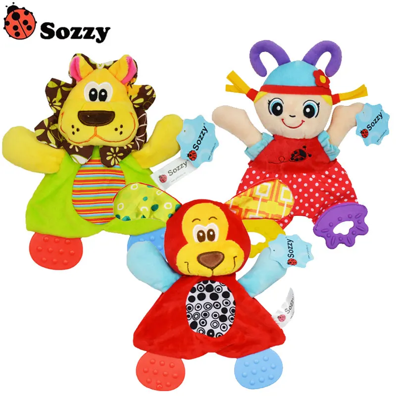 Горячая Распродажа Sozzy модные детские игрушки-ПОЛОТЕНЦЕ милые Мультяшные животные спокойная кукла Прорезыватель развивающая Детская плюшевая игрушка