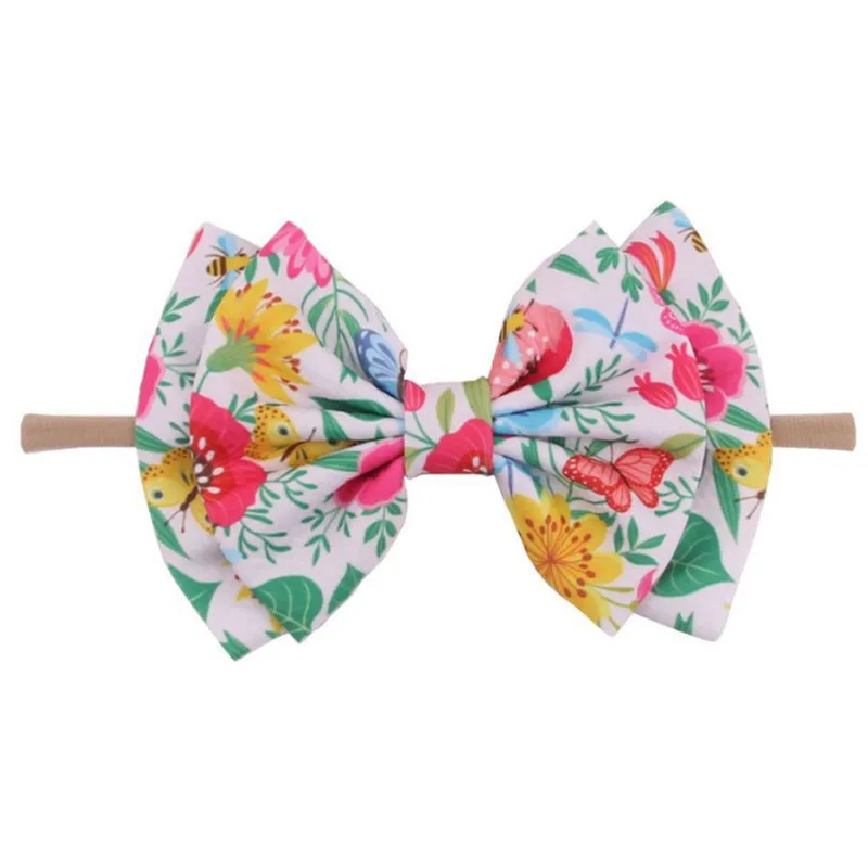 10pcs/lot Double Layer Hair Bows Elastic Nylon Headband Halloween Leopard Fruit Printed Nylon Hair Band Girls Hair Accessories