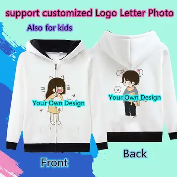 

White Diy Hoodies Long Sleeve Zipper Shirts For Men Women Children With Your Own Design Thicken Free Shipping
