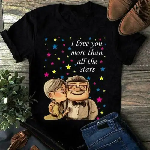 Up мультфильм фильм I Love You больше чем все звезды мужчины черная футболка M-3XL