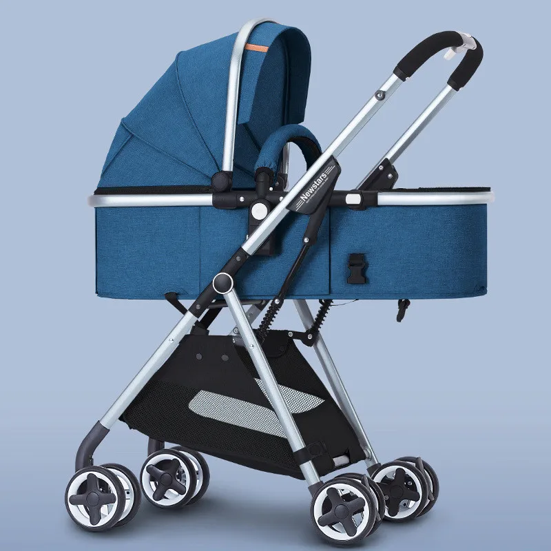 Navy blue 5,7 кг Высокая Пейзаж детская коляска 3 в 1 Реверсивный легкий амортизация Горячая мама коляска портативная Роскошная розовая коляска - Цвет: Navy blue
