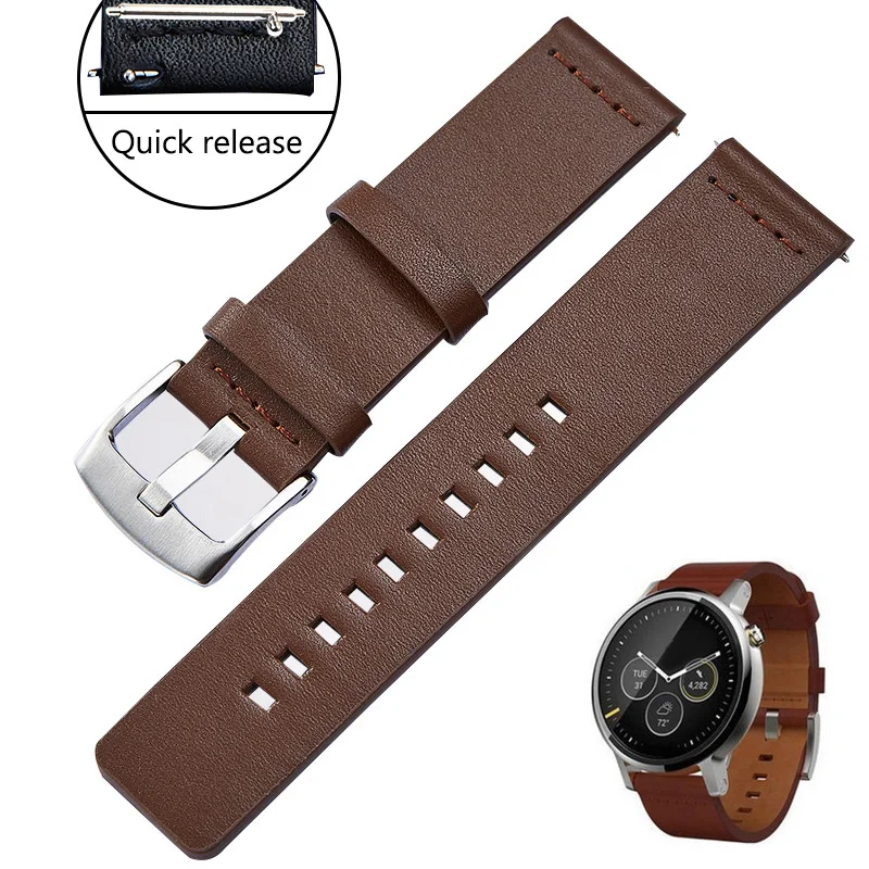 Кожаный ремешок REMZEIM 18 мм 20 22 24 для часов Amazfit Huawei GT Galaxy Watch 42 46 Gear S3 Quick Release|Ремешки