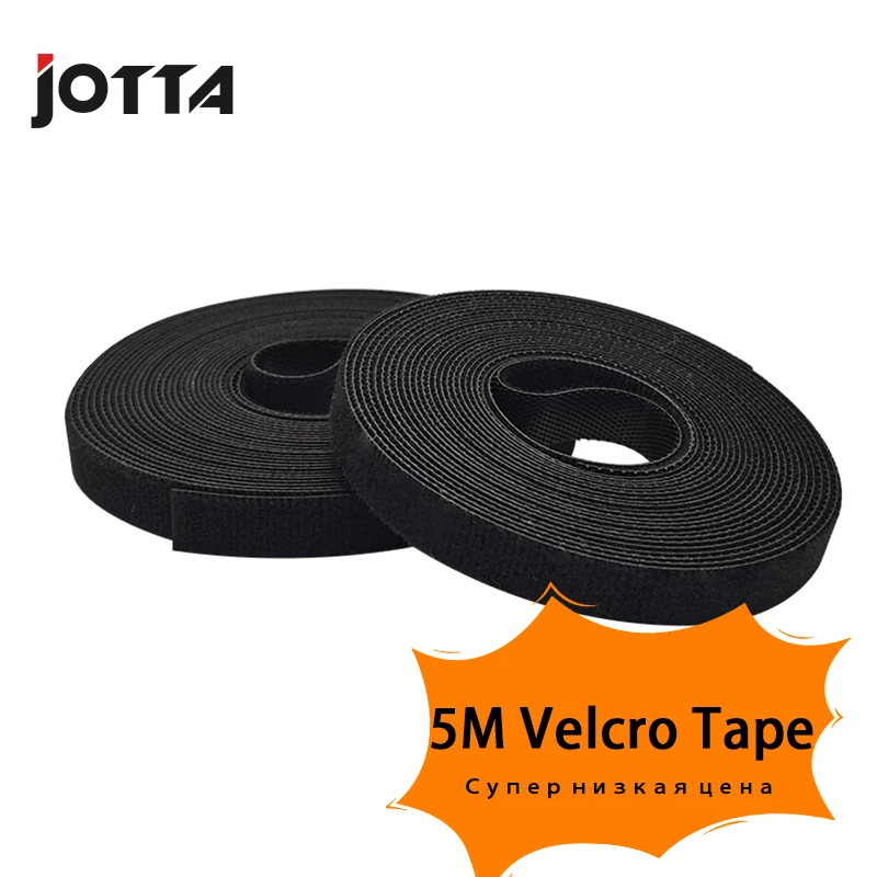 Cinta de cierre de velcro autoadhesivo, ganchos fuertes reutilizables, Lazos de Cable, cinta mágica, accesorios DIY, 10mm, rollo de 5M, 1 Uds.