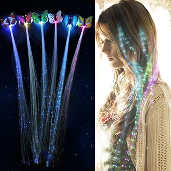 

7PCS LED Shining Glow Hair Braid Flash Fiber Hairpin Clip Luminous Butterfly Headband Luminescent LED Party LED Christmas Gift