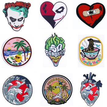 

20pcs/lot A3362 Patchfan Cartoon Horror Movie Embroidery Patches For Clothing DIY Iron On Clothes Heart Patch