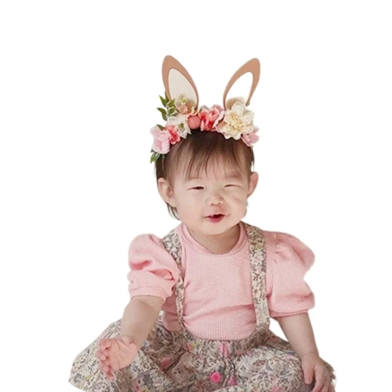 Girl Accessories Cute Bunny Ears Baby Hair Hoop Bohemian Headflell Baby Hair Ornaments Baby Girl Bows Flower Hair Accessories