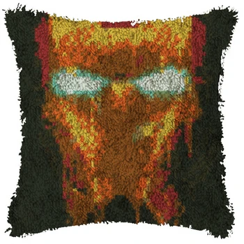 

Latch Hook Cartoon Iron man Cushion Kit Pillow Mat DIY Craft 42CM 42CM Cross Stitch Crocheting Cushion Embroidery Needlework