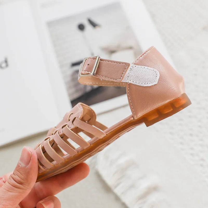 ULKNN CHILDREN'S Sandals 2020 Spring And Summer New Style Candy-Colored Pump Girls Hollow out Shoes Rome Woven Shoes