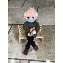 Bernie Sanders Mittens Doll Crochet Pattern Knitted Plush Toy Stuffed Figure Doll Gift 100% Handmade
