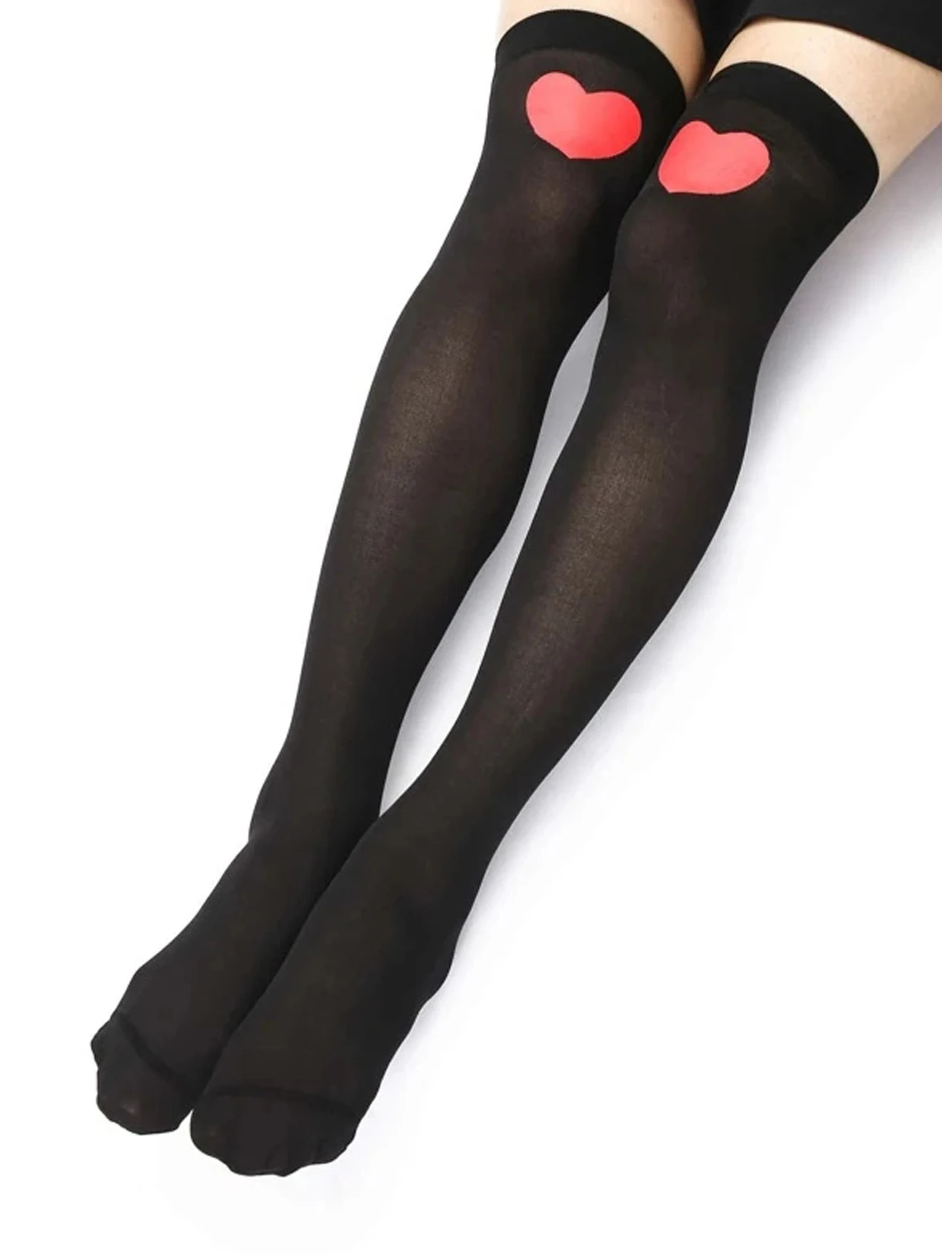 Сексуальные модные чулки выше колена с принтом в виде сердца | Женская одежда