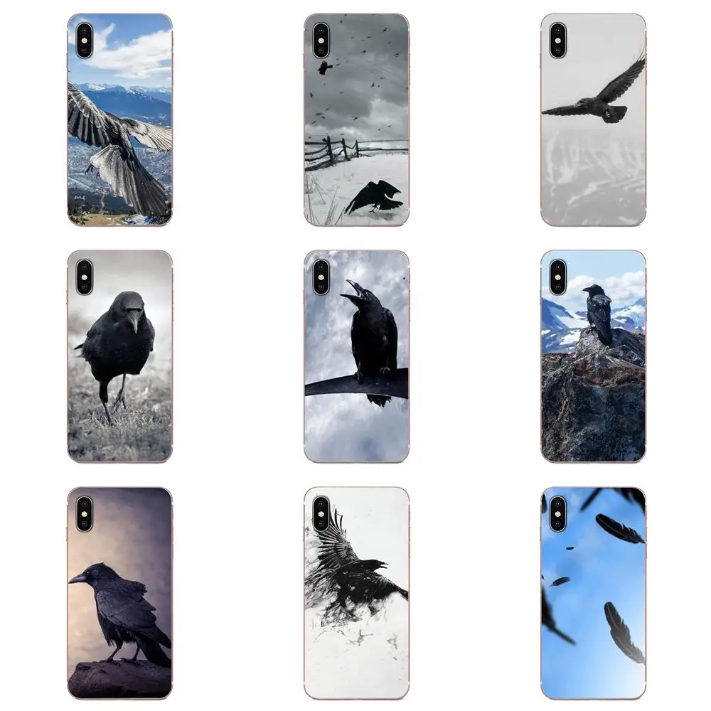 TPU Phone Covers Case For Apple iPhone 4 4S 5 5C 5S SE SE2 6 6S 7 8 11 Plus Pro X XS Max XR Animal Bird Black Crow | Мобильные