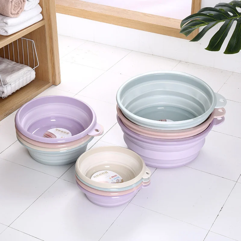 

2 Sized Multi-use Folding Bucket Portable Foldable Washbasin Outdoor Folding Bucket Travel Gadget Camping Bucket for Cleaning