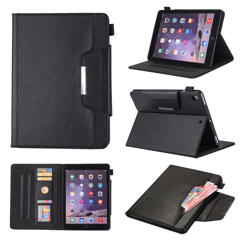 Чехол для iPad 10,2 7th gen A2200 A2197 iPad Pro Air 3 10,5 Funda для планшета из искусственной кожи с откидной крышкой и подставкой, чехол+ слот для карт+ пленка+ ручка - Цвет: Черный