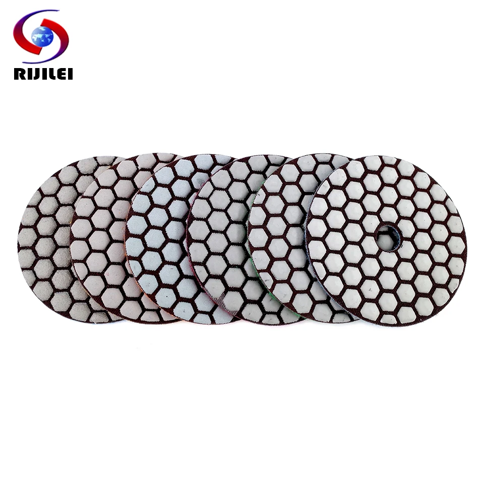 

RIJILEI 6Pcs 80mm dry polishing pads 3inch Sharp Flexible Resin diamond polishing pad For Marble Concrete Floor Grinding Discs