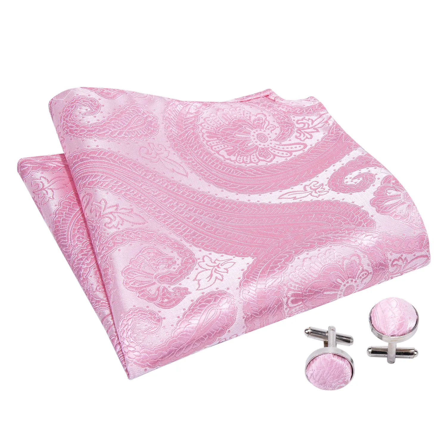 Fashion Pink Paisley Ascot Tie For Men Silk Scarf Tie Suit Men's Necktie Jacquard Set Pocket Square Cufflinks Barry.Wang AS-007