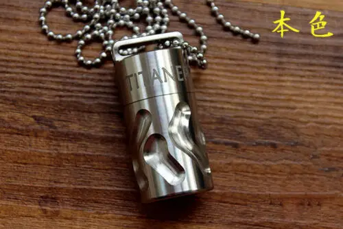 Titanium Waterproof Box Case Medicine Bottle Container Necklace Pendant - Цвет: Grey