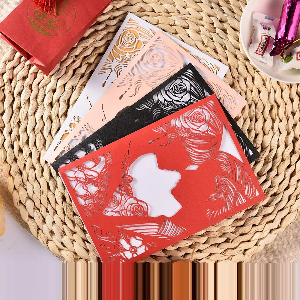  10PCS Valentine's Day Greeting Card Invitation Letter Hollow Greeting Card Invitation Letter Cover  - 4.00052E+12