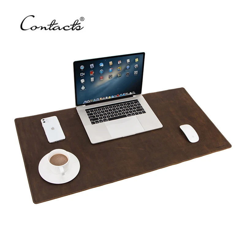 Contact's Crazy Horse Leather Office Desk Mat Large Size MousePad and Keyboard Pad Table Cover Pads Gamer For Laptop Computer