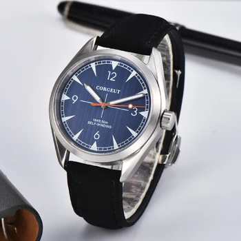 

Corgeut41mm Blue Watch Seagull / Miyota 82 Automatic Watch me Sapphire Glass 316L SS Waterproof Luminous mechanical wristwatches