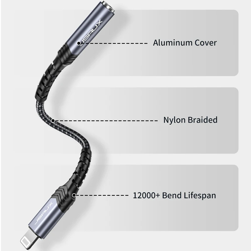 Jsaux MFi Lightning to 3 5mm Jack Aux Cable iPhone Headphone Adapter iPhone adapters for iPhone 11 12 Pro Audio Splitter Cable