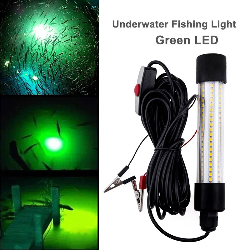 noite, barco de pesca, iluminação, luzes verdes, lâmpadas