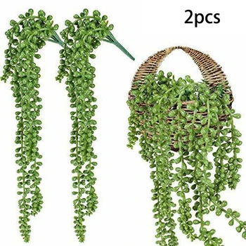 

2 Pcs Artificial Hanging String Of Pearls Plant, Fake Succulent Wall Decor Artificial Succulent Plants Fake Plant