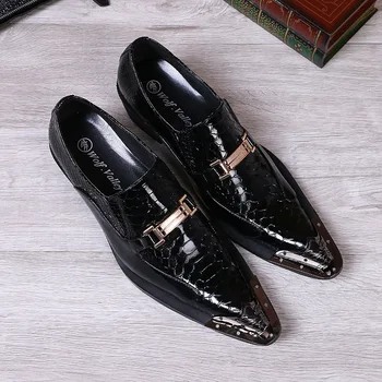 

Chaussures Pointed Toe Genuine Leather Casual Shoes Man British Style Pointed Fashion Men Shoes Loafers Full Grain Leather Solid