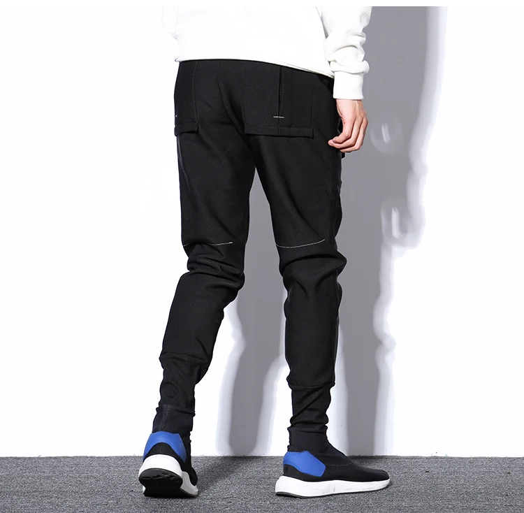 Мужские тонкие черные повседневные штаны с лентой мужские панк готические уличная хип-хоп шаровары джоггеры спортивные штаны