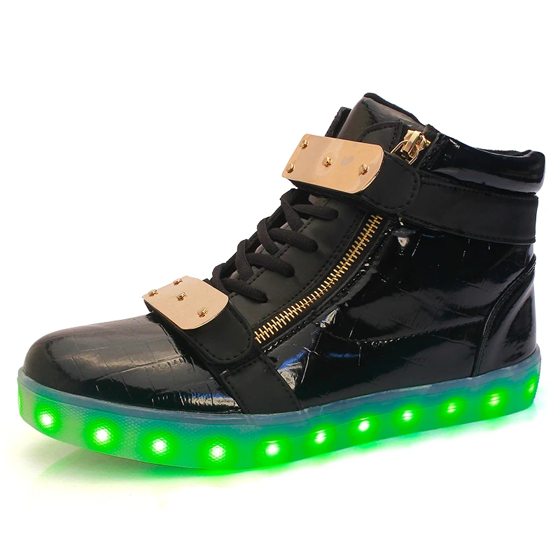 Модная яркая однотонная детская обувь с USB Led-светильник; дышащие светящиеся кроссовки с зарядкой для больших детей; для девочек и мальчиков; Размеры 35-45