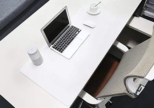 CMFLOWER Настольный коврик из искусственной кожи, защита для офисного стола, большой коврик для письма, водостойкий, легко чистится, 60x40 см, черный цвет - Цвет: WHITE