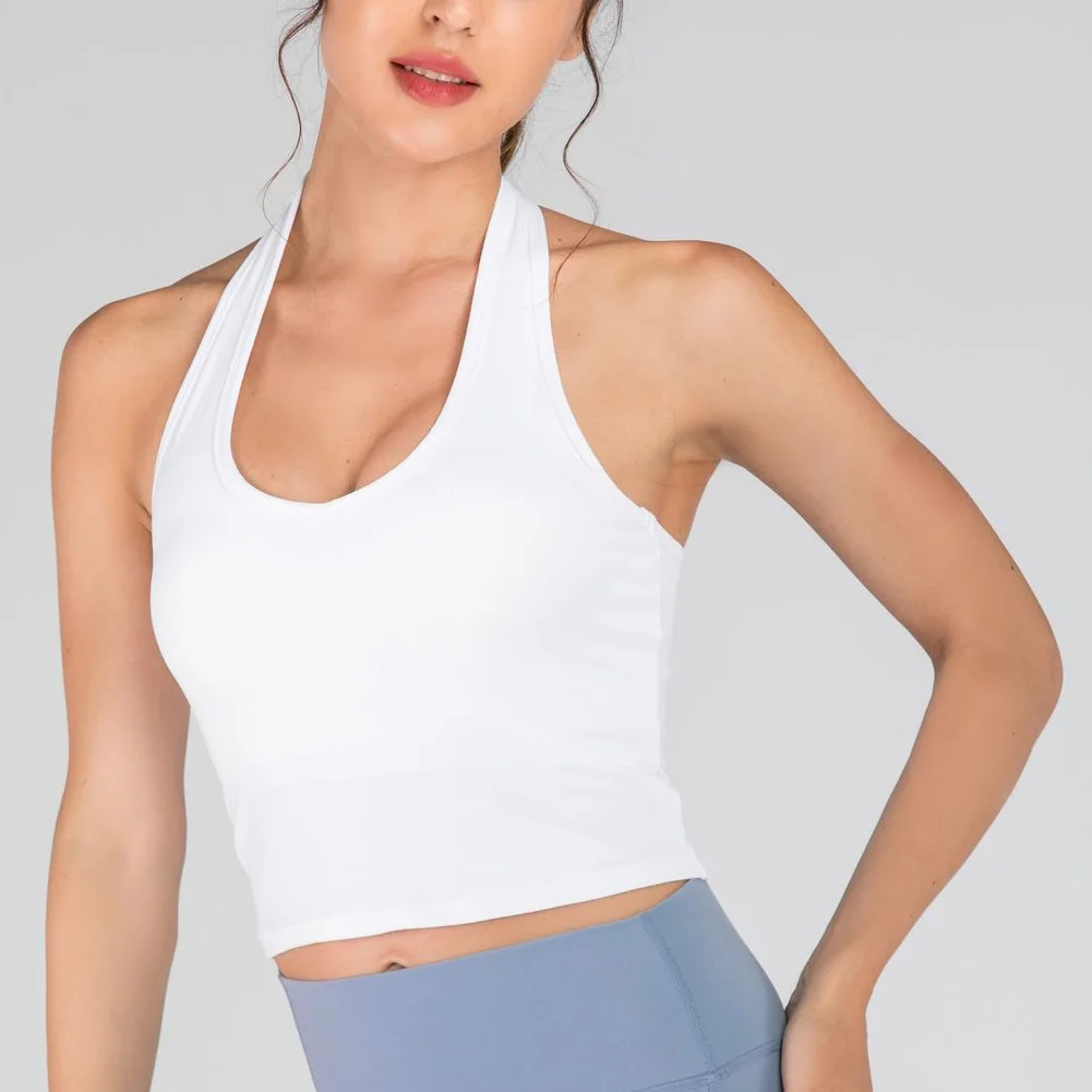 

Newly Women Hanging Neck Solid Color Vest Backless Breathable for Yoga Fitness Sport S66
