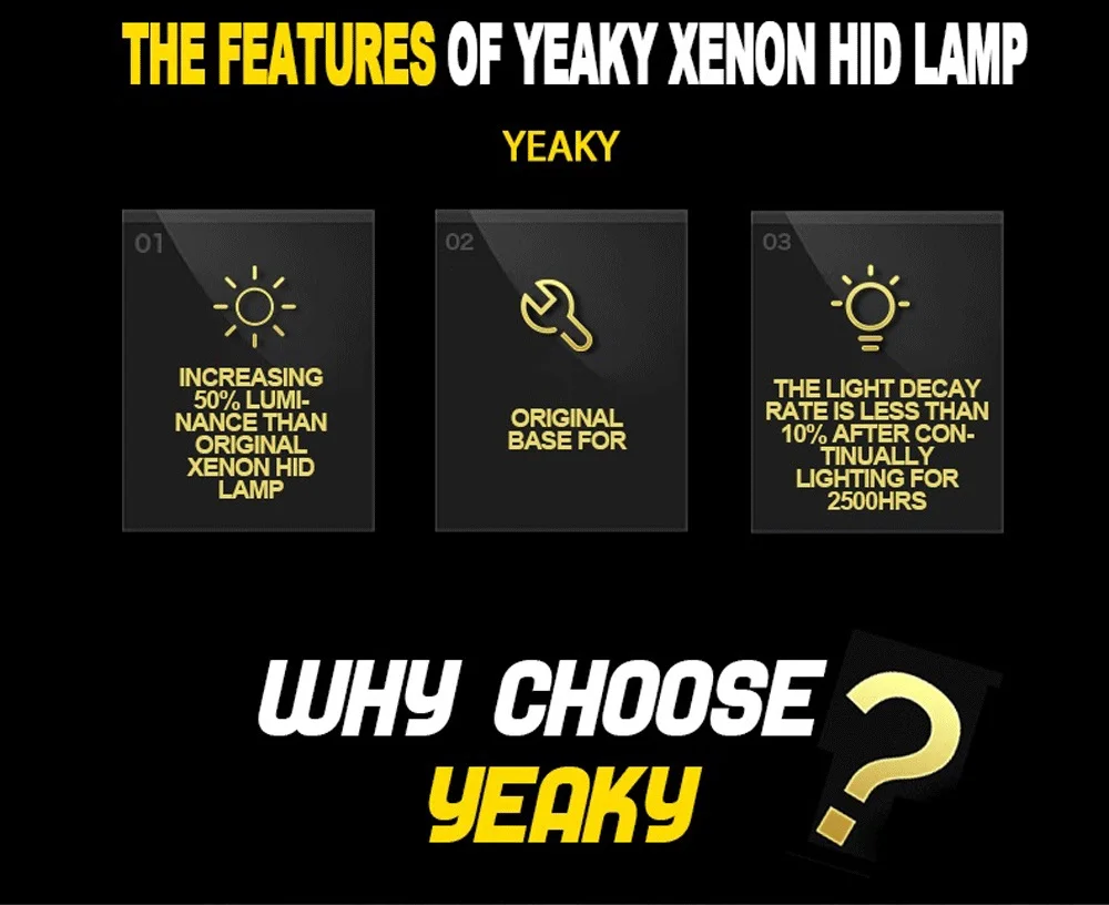 SUKIOTO Yeaky HID Xenon Bulb D1S D2S D3S D4S 4500K 5500K 6500K D2R D4R Xenon 35W Yeaky 3800LM Auto Car Headlight Bulbs (11)