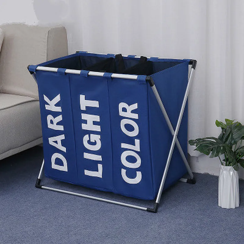 

1PC hotselling water proof three grid laundry organizer bag dirty laundry hamper Collapsible home laundry basket storage bag