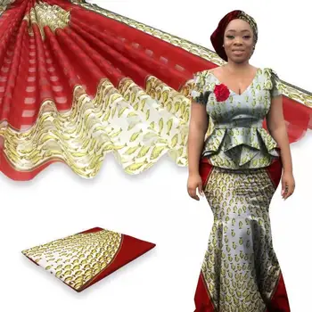 

organza lace ribbon robe satin african fabric nigerian lace fabrics high quality wedding dress material 3+2yard