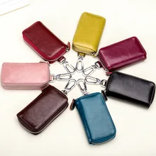 Кошелек для ключей из натуральной кожи для мужчин и женщин, сумка для ключей в машине, многофункциональный чехол для ключей, Модный женский чехол для ключей, 6 колец