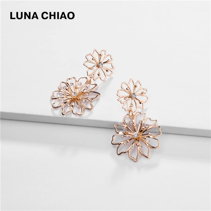 LUNA CHIAO золото золочение Цветок Цветочные серьги для женщин|Серьги-кольца| |