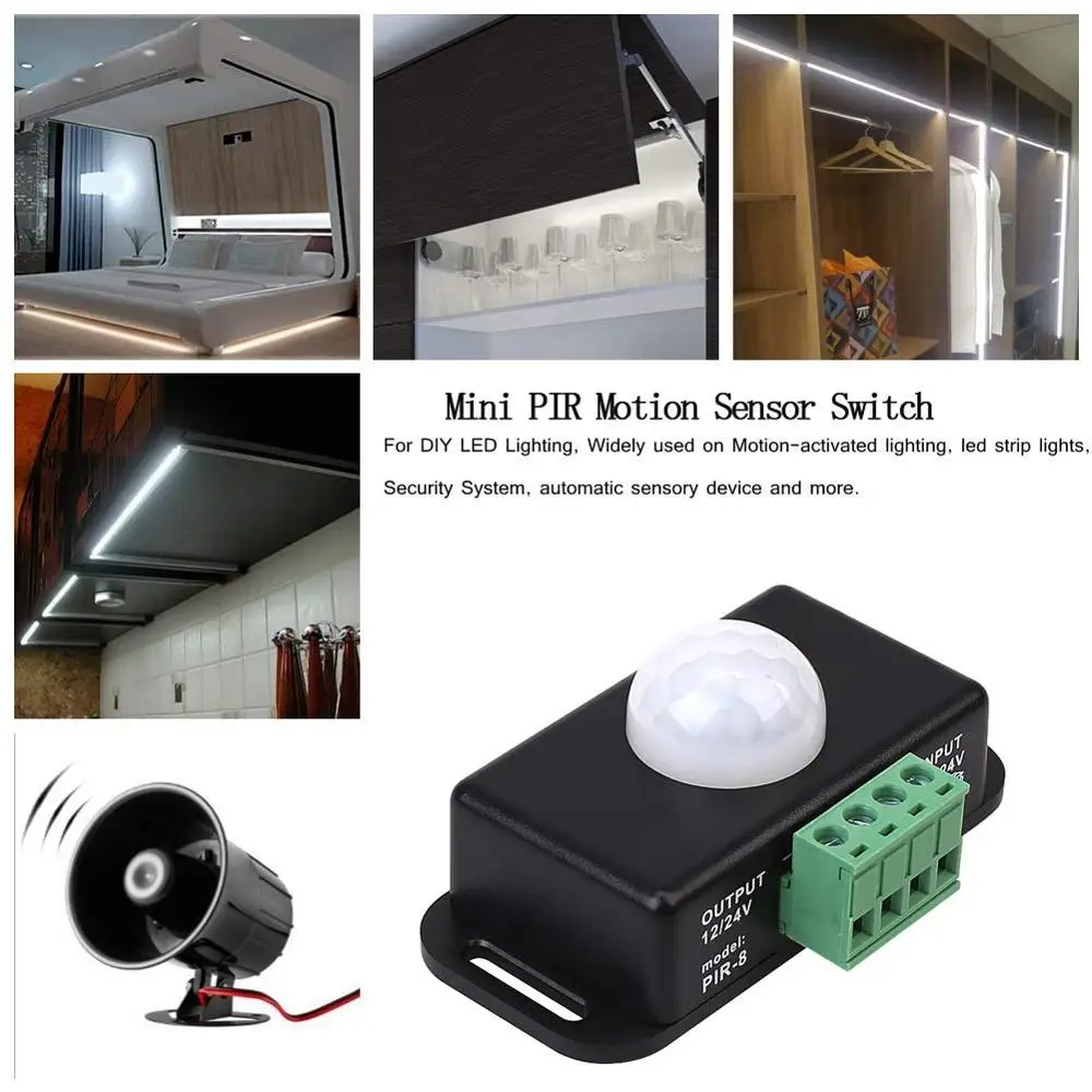 DC 12V 24V 8A автоматический Регулируемый PIR датчик движения переключатель ИК