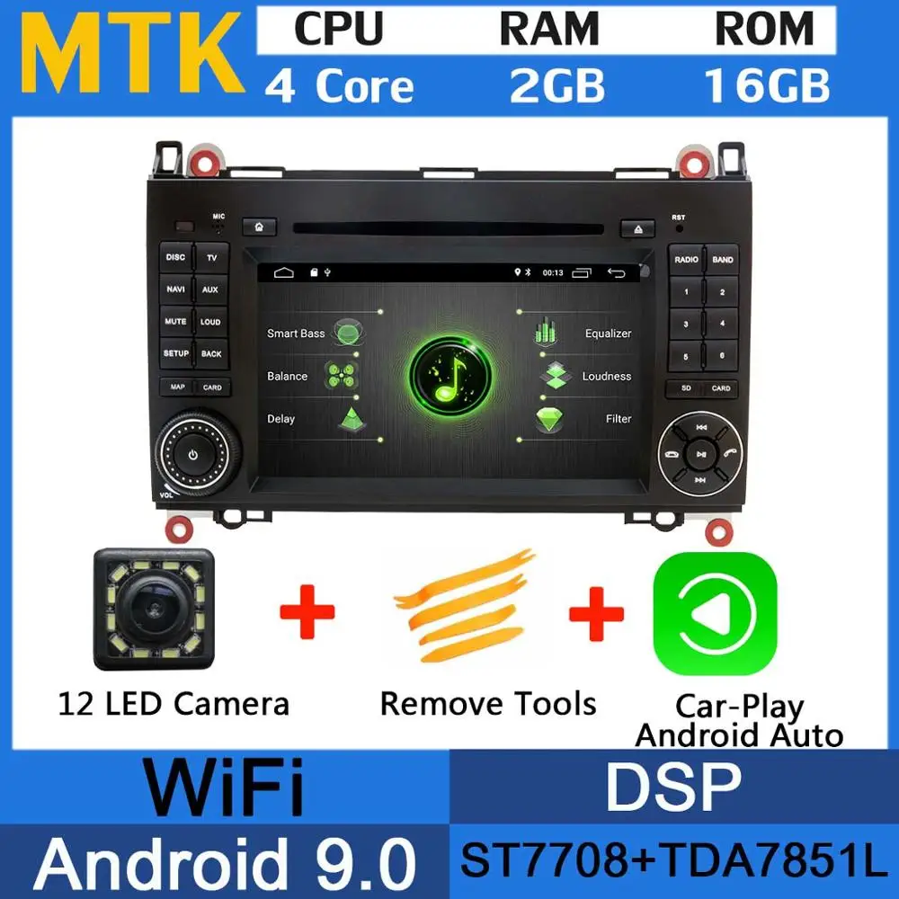 MTK-CarPlay PX6 Android 9,0 8Core 4+ 64G 5×USB автомобильный DVD мультимедийный плеер DSP CarPlay радио gps для Mercedes Benz Sprinter W169 W245 W906 B200 - Цвет: MTK-CarPlay