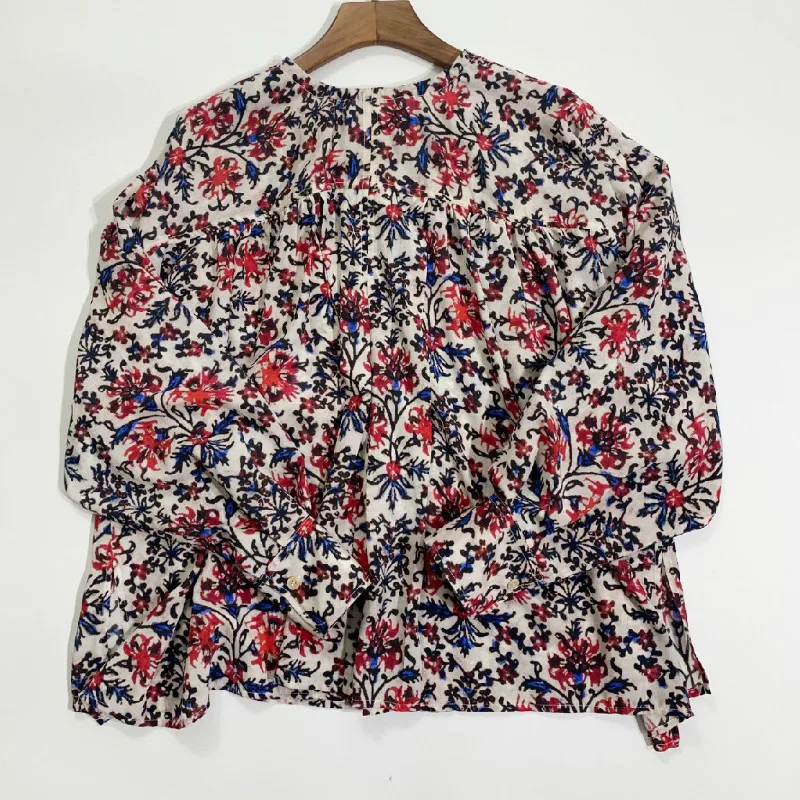 

Women Shirt Flower Printing Silk Long Sleeve Shirt