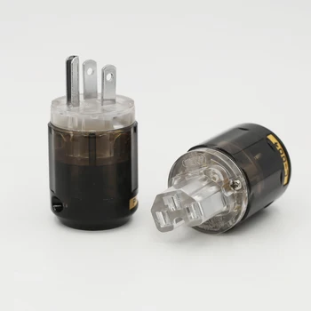 

Free shipping one pair P-004/C-004 Brass Rhodium Plated US version Plug for hifi power cable