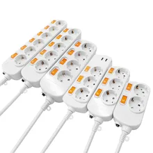 Multiprise prise prise europe 3/4/5/6AC sorties avec prise usb interrupteur individuel Protection contre les surcharges prises d'extension électrique
